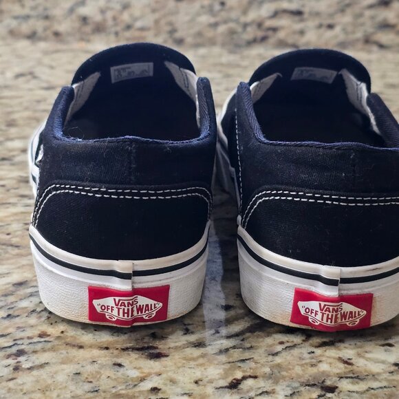 Vans Off the Wall Slip on Black Sneakers Womens Sz 6 - Picture 2 of 6